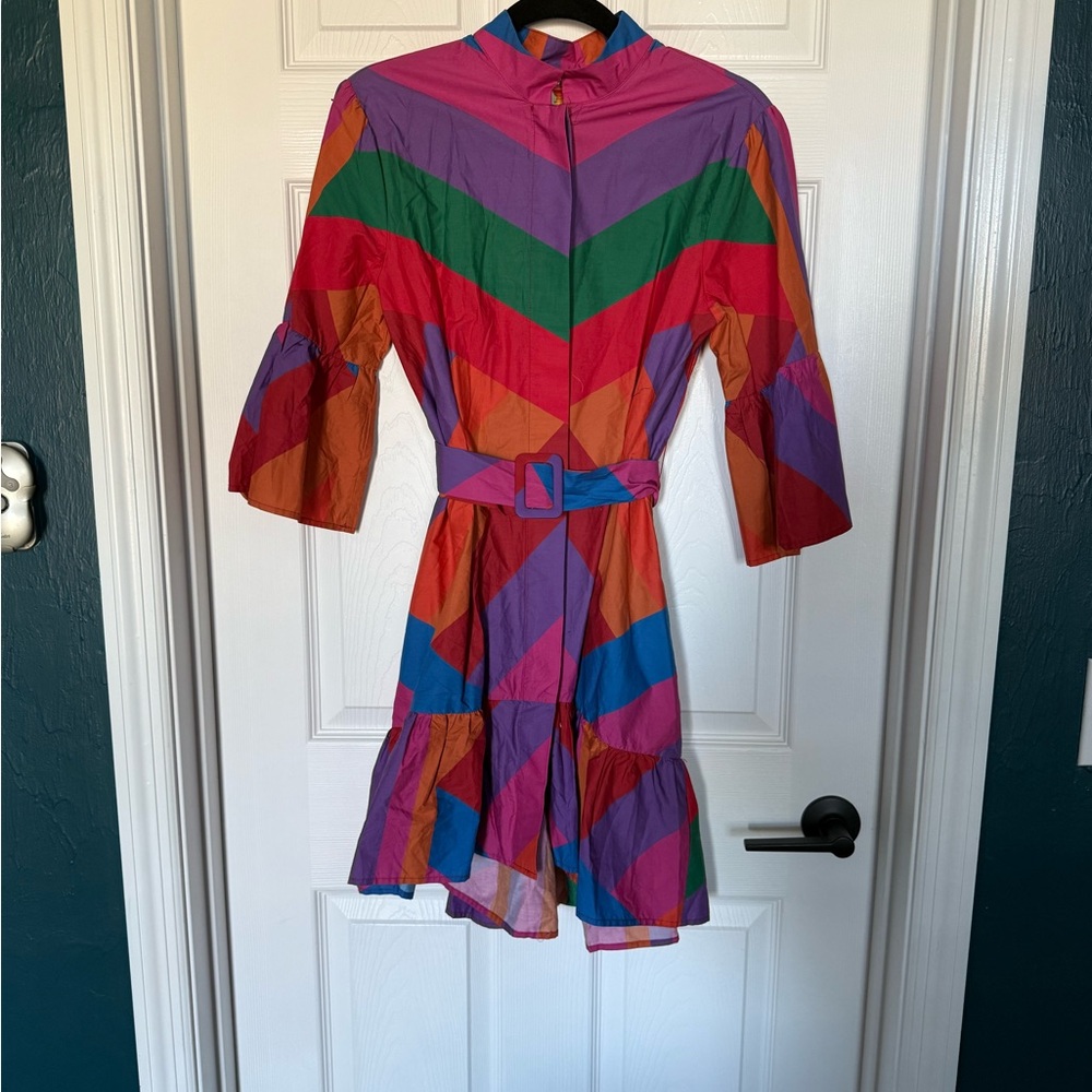FARM Rio Multicolor Chevron Long Sleeve Dress